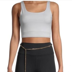 WeWoreWhat STRAIGHT NECK CROP TOP LIGHT GREY NWOT